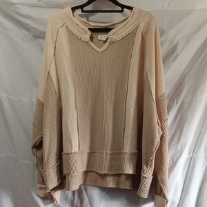 POL Women's Tan V-Neck Sweater
